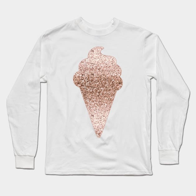 Ice cream - rose gold glitter Long Sleeve T-Shirt by RoseAesthetic